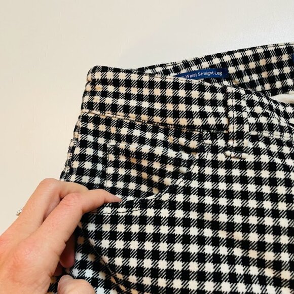 Talbots Pant Trouser Velvet High Waist Straight Leg Plaid Herringbone Winter - Picture 5 of 10